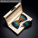 JEMYGINS 2019 original design bow tie feather bow exquisite handmade men's bow tie brooch pin wooden gift set wedding party