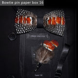 JEMYGINS 2019 original design bow tie feather bow exquisite handmade men's bow tie brooch pin wooden gift set wedding party