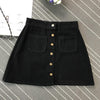 On sale 2019 summer Womens ladies A-line Jeans short Skirt Button High Waist Denim pockets Skirt harajuku mini high quality jean