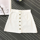 On sale 2019 summer Womens ladies A-line Jeans short Skirt Button High Waist Denim pockets Skirt harajuku mini high quality jean
