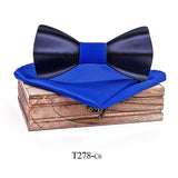 Black Mens Wood Bow tie Handkerchief Sets Marriage Groom Wooden BowTie Bowknots Wedding Party Neck Ties For Men
