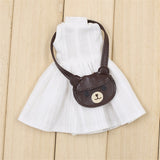 Outfits for Blyth doll White dress with Teddy bag cute dressing for icy,jerryberry,licca,pullip