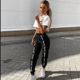 HOUZHOU Harem Pants Trousers Women Full Length Loose Jogger Mujer Sporting Elastic Waist Black Casual Combat Streetwear Fashion