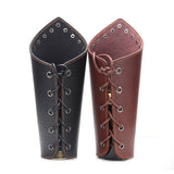Men Faux Leather Arm Warmers Lace-Up Gauntlet Wristband Wide Bracer Protective Arm Armor Cuff Cross String Steampunk Cosplay