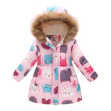 Winter Girls Warm Down Jackets Kids Fashion Printed Thick Outerwear Children Clothing Autumn Baby Girls Cute Jacket Hooded Coats