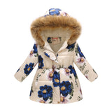 Winter Girls Warm Down Jackets Kids Fashion Printed Thick Outerwear Children Clothing Autumn Baby Girls Cute Jacket Hooded Coats