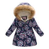Winter Girls Warm Down Jackets Kids Fashion Printed Thick Outerwear Children Clothing Autumn Baby Girls Cute Jacket Hooded Coats