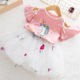 Girls Clothing Sets 2019 Summer Princess Girl Bling Star Flamingo Top + Bling Star Dress 2pcs Set Children Clothing Dresses