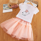 Girls Clothing Sets 2019 Summer Princess Girl Bling Star Flamingo Top + Bling Star Dress 2pcs Set Children Clothing Dresses