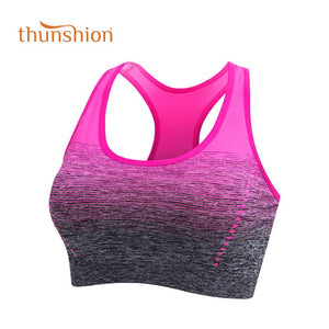 THUNSHION Sports Bra High Stretch Breathable Top Fitness Women Padded for Running Yoga Gym Seamless Crop Bra Gradient Sport Bra