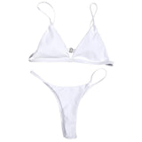 2019 New Summer Women Solid Bikini Set Push-up UnPadded Bra Swimsuit Swimwear Triangle Bather Suit Swimming Suit biquini
