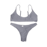 2019 New Summer Women Solid Bikini Set Push-up UnPadded Bra Swimsuit Swimwear Triangle Bather Suit Swimming Suit biquini
